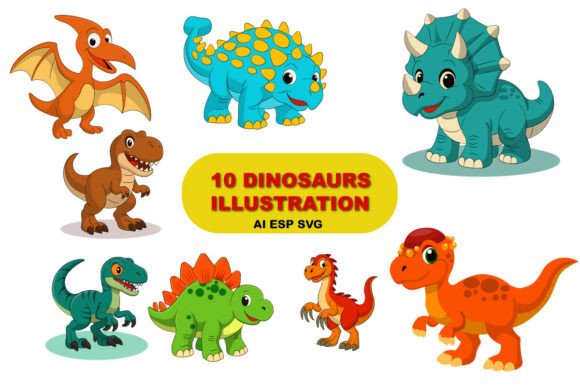 10 Cute Dinosaur Vector Bundle: A Roar of Fun for Your Designs