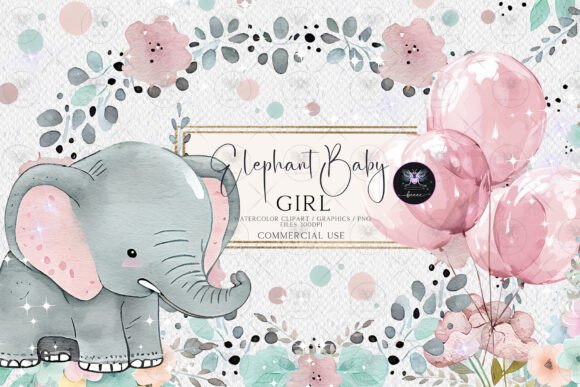 Adorable Elephant Baby Girl Clipart for Your Projects