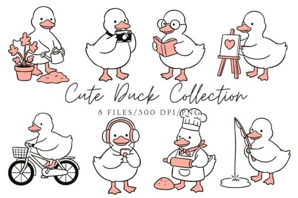 Bring Cozy Charm to Your Projects with Kawaii Duck Illustrations