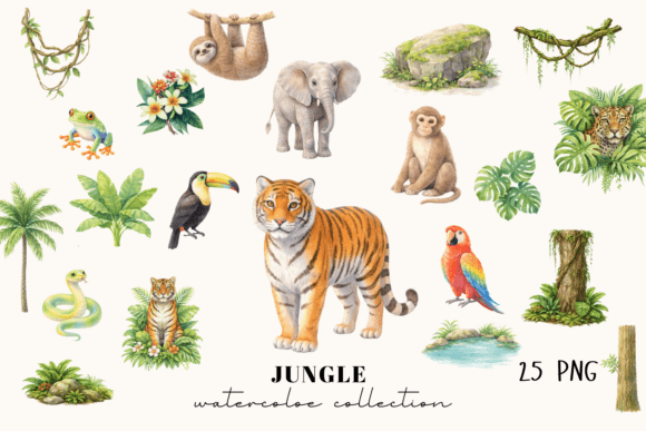 Bring Your Designs to Life with Jungle Watercolor Clipart