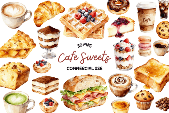 Cafe Sweets Clipart Bundle: A Watercolor Design Toolkit
