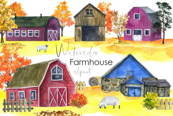 Capture Autumn's Charm with Fall Farmhouse Watercolor Clipart