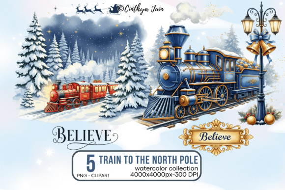 Christmas Train Clipart Watercolor PNG: A Festive Design Toolkit