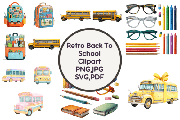 Embrace Vintage Charm with Retro Back to School Clipart