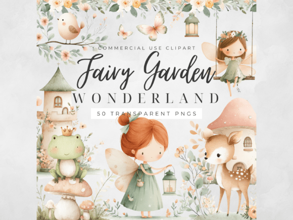 Fairy Garden Clipart Watercolor PNG Set: A Designer's Whimsical Toolkit
