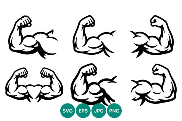 Muscular Arm Flex Vector Set: Bold Design Assets