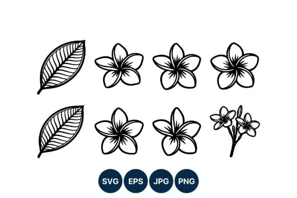 Plumeria Flower Leaf Line Art: A Designer's Go-To Botanical Set