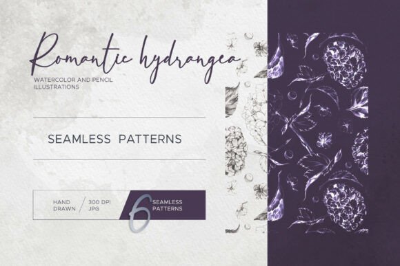Romantic Hydrangea: Seamless Patterns for Elegant Design