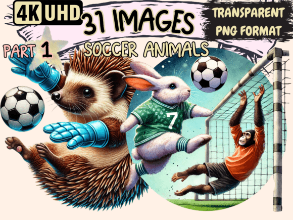 Score Big with Soccer Animals Clipart