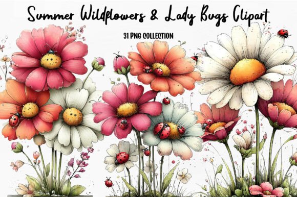 Summer Wildflowers & Lady Bugs Clipart: A Designer's Guide