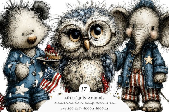 Unleashing Festive Design with 4th of July Animals Png Clipart