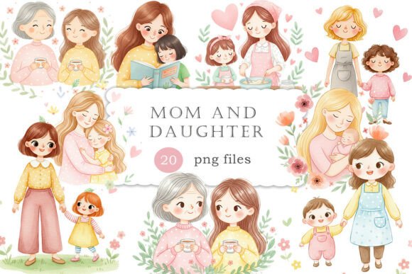Watercolor Mom and Daughter PNG: A Designer's Guide to Heartfelt Projects