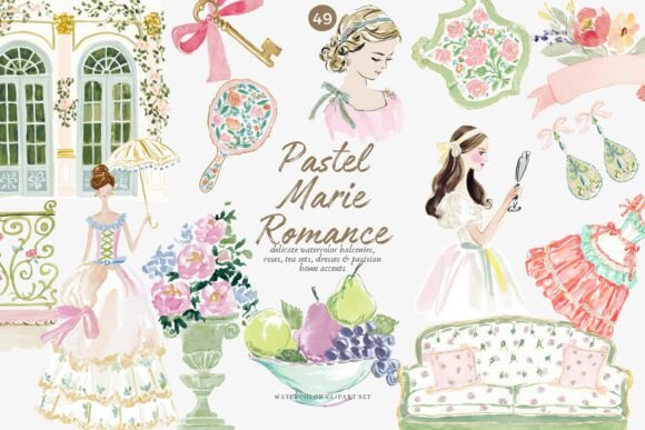 Watercolor Pastel Rococo Clipart Set: A Designer's Guide to French-Inspired Elegance