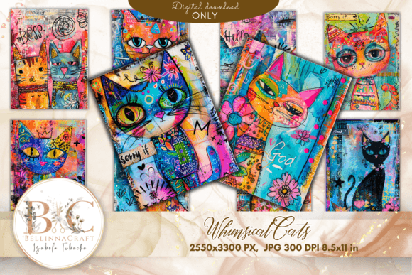 Whimsical Cats Colorful Background: A Creative Toolkit