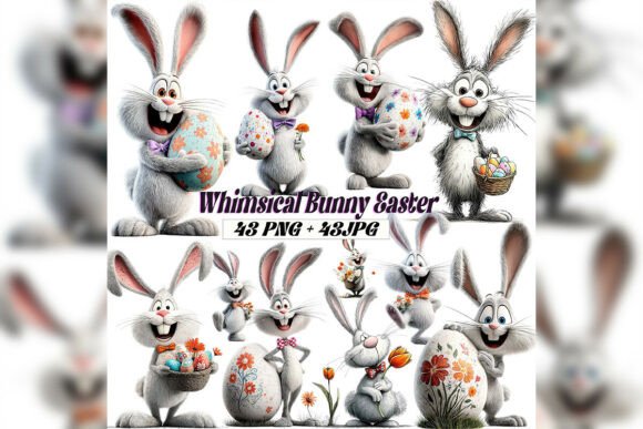 Whimsical Easter Bunny Clipart for Spring Design