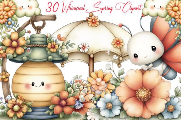 Whimsical Spring Clipart Bundle: Fresh Design Assets