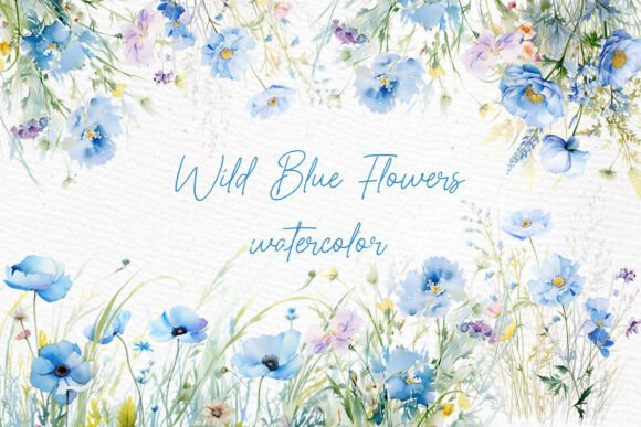 Wild Blue Flowers Clipart: Spring Design Essentials